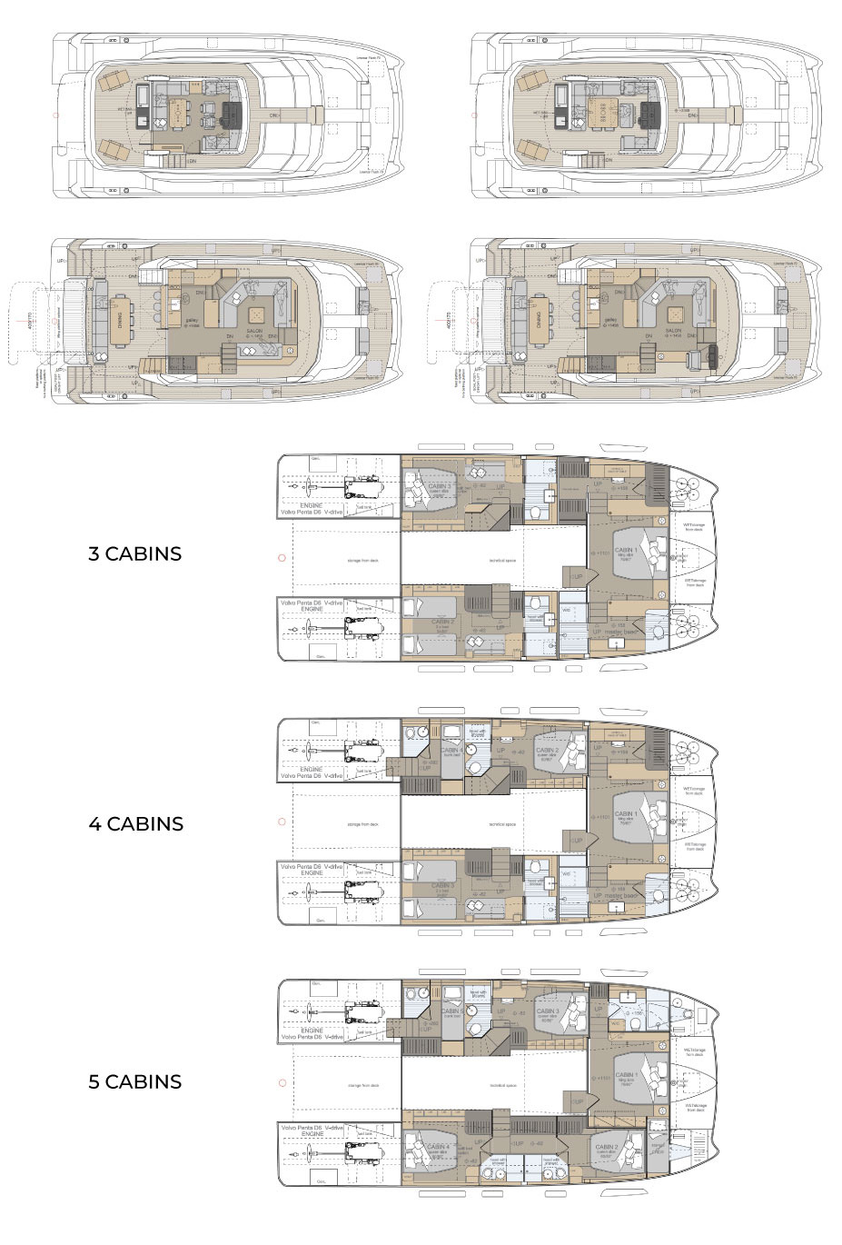 aquila 54 power catamaran layout